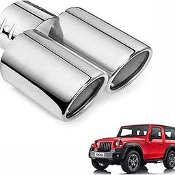 Asryd Dual Silencer Exhaust Tip Pipe Rustproof Stainless Steel Muffler Tail End Outlet 1Pcs For Mahindra Thar-image-40