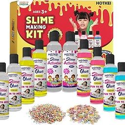 HOTKEI (Make 40+ Slimes) Multicolor Scented DIY Magic Toy Slimy Slime Activator Glue Gel Jelly Putty Making kit Set Toy for Boys Girls Kids Slime Activator Making Kit 8 Slime Glue 2 Activator-picture-19