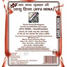 Ayu Hina Henna, Dark Brown, 25 g (Pack of 5), Herbal Hair Color, Original Bhavnagar Hina, Contains Rare Herbs-image-87