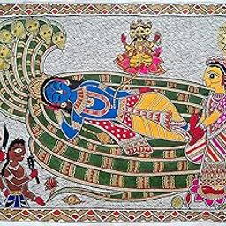 Lakshmi Narayan | Cheer Sagar | Handmade Authentic Mithila Madhubani Painting | With Nib and Brush.-image-19