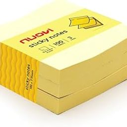 NUOVI 3"X3" Sticky Notes-Yellow | 100 Sheets Each Pad | Self Adhesive Notes, Reminders, Study, School & Organizing (Set of 3)-image-2