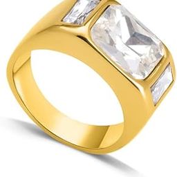 Zircon Studded Gold Chunky Ring for Women (Size- 6,7,8) - Gift for Girls & Women-image-2