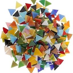 MERISHOPP®2x300 Pieces Assorted Color Glass Mosaic Tiles for DIY Crafts 12mm Triangle|Crafts | Glass & Mosaics | Glass & Mosaic Tiles|Approx. 300 Pieces Mosaic Tiles ()(2 Pack)-picture-4