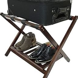 Wooden Luggage Rack with Shelf for Shoes, Accessories, Strong Bearing Sturdy Storage Free Space Wood Suitcase Rack Sheesham Wood Luggage Stand for Bedroom Hotel Guest Room with Solid Leg Quality A72-image-82