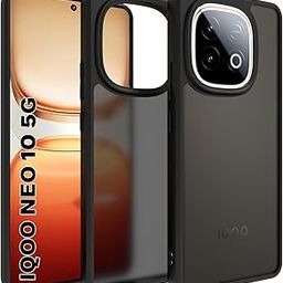 RIGGEAR Shockproof Sleek Hybrid Armor Back Cover Case for iQOO Neo 10 5G (Smoke Black Matte PC and Black TPU Bumper)-image-6