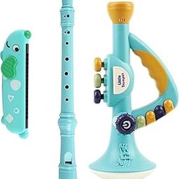 KIVESH Musical Instruments Set for Kids, 4-Piece Toy Set with Trumpet, Harmonica, Recorder Flute, Educational Toys for Ages 2+-picture-24