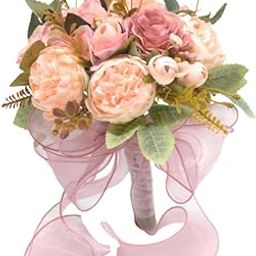 UJEAVETTE Wedding Bouquets for Bride Bridal Wedding Throw Bouquet for Wedding Ceremony Dark Pink-65
