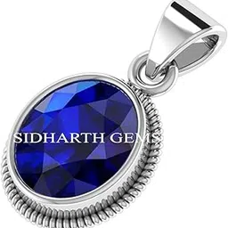 akshita gems Blue Sapphire Silver Plated Pendant Locket 17.25 Ratti 16.00 Carat Unheated and Untreated Neelam Natural Ceylon Gemstone for Men and Women-picture-13