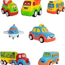 Sky Tech® Fun Auto Unbreakable Car Set Pull Back Transport Vehicles Push and Go Crawling Toy for Kids & Children, Power Friction Cars Pull Back for 2+ Years Boys Girls Plastic (Pack of 7) – Multicolor-29