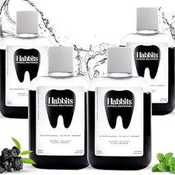 Habbits Teeth-Whitening Charcoal & Spearmint Natural Mouthwash | Vitamin C & E Mouth Freshener For Dental Hygiene & Fresh Breath | No Artificial Flavor | Alcohol Free Mouth Wash | Pack of 4-1000ml-image-89