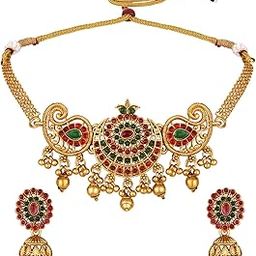 Latest Stylish Design Fancy Choker Traditional Necklace Jewellery Set for Women-image-76