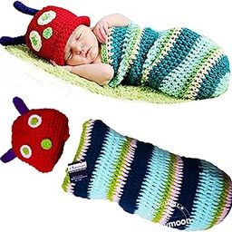 BabyMoon (Set of 2 Designer Beautiful Crochet Costume, Baby Photography Photoshoot Props, Babyshower Gift (Caterpillar)-24