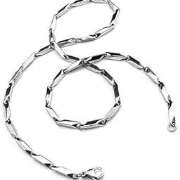 Silver Tone Rice Chain for Men & Women, Stainless Steel 22 Inch, 3mm Thick, Titanium Plated Necklace - Durable, Stylish Unisex Jewelry Link Design-picture-40