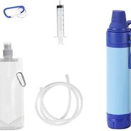 SEMITO Water Purifiers Outdoor, Personal Water Filter Multi Layer Filtration Core Water Filter Gear with Straw, Water Bag, Syringe Tool Outdoor Water Purifier Adventure Hiking Camping Accessories-image-6