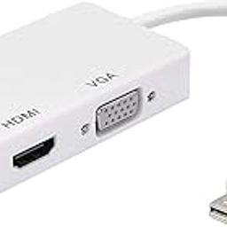 SPIN CART Mini DisplayPort to HDMI DVI VGA Cable, 3 in 1 Mini DP (Thunderbolt Port Compatible) to HDMI DVI VGA TV AV HDTV Adapter Converter-11