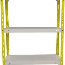 FIDVI 3-Tier Heavy Duty Metal Storage Rack | Adjustable Rivet Steel Shelving Unit for Garage, Kitchen, Office & Home | DIY Assembly (Ivory - Yellow)-image-76