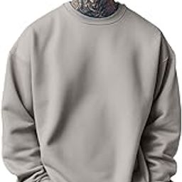 Cotton Poly Fleece Oversized Fit Full Sleeves Ribbed Solid Crew Neck Sweatshirt for Men-picture-3