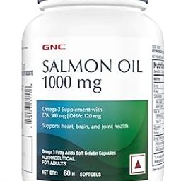 GNC 1000MG Salmon Oil for Men & Women | 60 Softgels | Rich Omega-3s with EPA & DHA | Relieves Joint Ache | Promotes Healthy Heart | Supports Memory | Protects Eye Health | Formulated in USA-32