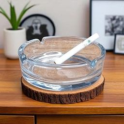 SAUDEEP INDIA Classic Crystal Clear Glass Ashtray | Elegant, Heat-Resistant Design for Home, Office, Café & Outdoor Use | Round, Heavy-Duty Build with Vintage & Modern Styles-image-48