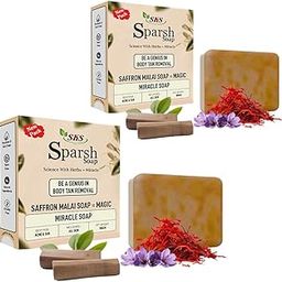 Sparsh Soap Sandalwood & Saffron Magic Soaps For Bath (100 Gms Pack Of 2) | Paraben Free | Chandan & Kesar Bath Soap | Handmade Soaps For Glowing | Skin Brightening Soap For Men & Women-image-69