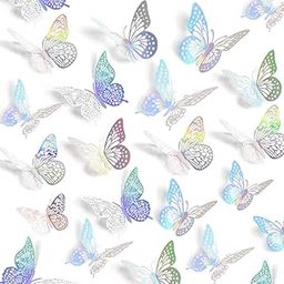 Wanna Party Pack of 12 3D Laser Butterfly Wall Decor - 3 Sizes for Birthday, Party, Baby Shower, and Cake Decorations-image-35