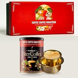 Toffee Coffee Roasters | Filter Coffee + Dabra Gift Set | Elegant Brass Dabara | South Indian Coffee Glass Set Bowl and Glass | South Indian Gifts, Diwali Coffee Gift Hamper For Family & Friends-picture-20