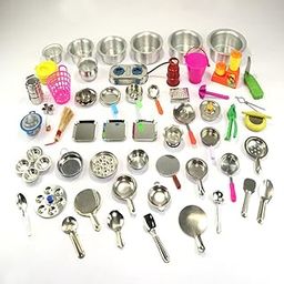 54 Pieces - Miniature Kitchen Set, Kitchen Set for Kids Girls, Real Cooking Kit for Play, Steel Kitchen Set for Girls, Choppu Jaman, Miniature Cooking Set (Pack - 54)-19