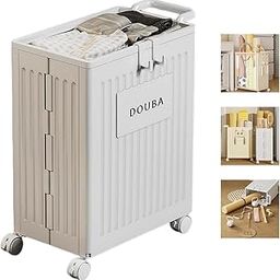 KICKZU 60L Laundry Bags for Clothes, Laundry Hamper with Lid, Clothes Laundry Basket on Wheels, Multipurpose Plastic Clothes Storage Bins, Foldable Storage Box, Used Clothes Basket-image-58