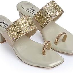 Women's Embellished Ethnic Heels Sandal with Toe Ring Design Comfortable Lightweight Heels for: Weddings, festive occasions.-image-17
