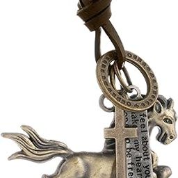 Gift Men-Tastic Collection Boho Bohemian Vintage Horse Pendant Adjustable Leather Cord Mens Necklace for Men Women-image-50