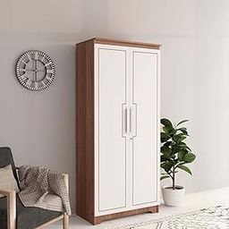 Amber Delight Engineered Wood 2 Door Wardrobe | Almirah | Wardrobe with Hanging Rodes and Lock | Storage Organizer | Multipurpose Almirah | 1 Hanger Stand - 4 Shelves, 1 Year Warranty-8