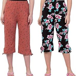 Women's Cotton Capri Night Pyjamas Nightwear Capri for Girls Printed 3/4 Pyjama, Free Size (fits from 28-36 inches Waist), Prints May Vary (Assorted Colours)-picture-26