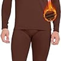 Bunex Men's Fleece Winter Body Warmer Thermal Warm Wear Top Pajama and Bottom Suit Combo Set for Men/Women (XXL - 100, Brown)-picture-14