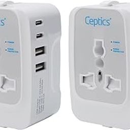 Ceptics Travel Adapter India to Europe, USA, UK, Australia, Africa, Chile, Italy, UAE & World Travel Plug Adapter, Safe Compact & Powerful USB Adapter (Universal Travel Adapter with Type C, 2-Pack)-18