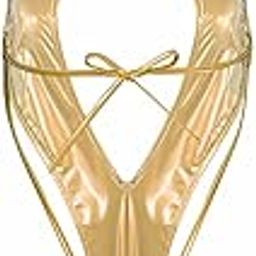 Shiny Metallic Gold Halter Neck Monokini Bikini one Piece Swimsuit Small Size-image-97