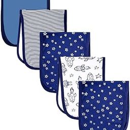 TuddyBuddy Baby Burp Cloth Towel Napkins for Baby Large 17x6 Inches, Fine Double Layer 100% Cotton (Pack of 5, Blue Rockets, 50X20 Cms)-image-99
