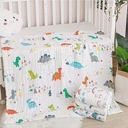 prajmi Organic Cotton 6-Layer Muslin Baby Blanket and Napkin Set | Ultra-Soft Swaddling Towel for Newborns and Toddlers (100 x 100 cm, Dinosaur)-image-17