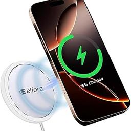 Elfora 15W MagSafe Wireless Magnetic Charging Pad | Compatible for iPhone 16|16 Pro|16 Plus|16 Pro Max|15|15 Pro|15 Plus|15 Pro Max|14|14 Pro|14 Plus|14 Pro Max|13|12 and All Qi Devices (White)-image-7