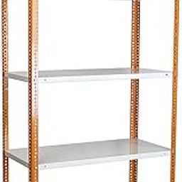 Mil-Nil Prime CRC Sheet 5 Shelf Multipurpose Storage Unit, 72 x 36 x 18 Inch, 24 Gauge (Ivory-Orange) Powder Coated 16 Gauge Angles-image-83