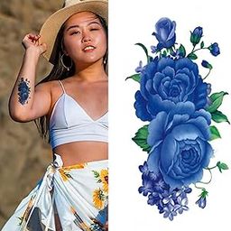 Kesrinplus Temporary Tattoo Stickers for Women and Men, Waterproof 3D Butterfly Rose Flower Body Art Tattoos for Arm, Face, Belly, Legs, Back – Realistic Fake Tattoos, 1 Sheet (19cm x 9cm) (T4)-14