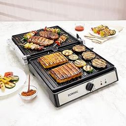 Borosil Super Jumbo Grill Sandwich Maker | Can Make 4 Sandwich At a Time | 2000W Electric Toaster Maker | Non-Stick Coating Plates Opens to 180°, BPA & PTFE Free | Power Indicators | 2 Year Warranty-1