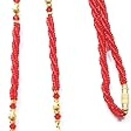 " NEW FLOWER DIAMOND DESIGNE PENDENT RED BUT MANGALSUTRA CHAIN FOR GIRLS | WOMENS AND TEENAGERS-image-57