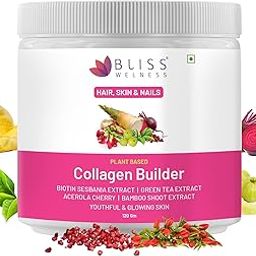 Bliss Wellness Plant-Based Collagen Builder Powder | Biotin, Vitamin C, Acerola Cherry, Silica, Sesbania, Green Tea & Herbal Extracts | Glowing Skin, Healthy Hair, Reduced Pigmentation | 120g, Berry-image-16