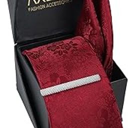 Tie for Men – Dotted Silk Neck Ties Set with Cufflinks Flower Pin, Pocket Square & Black Gift Box, Combo Necktie Sets for Office Wear, Formal Suits & Weddings (Luxe Maroon, NXSMX_52)-image-72