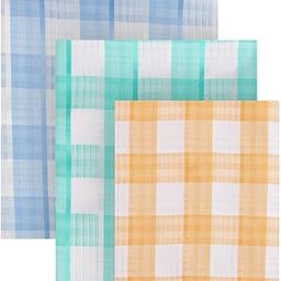 PolyBlend Unstitched Fabric Set of 3 Checks Shirt Pieces (2.50metre each- 35 Panna) in Green/Blue/Orange [MSP207a]-image-2