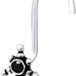 925 sterling Silver oxidized nose pin/nose rings for womens (SSNP-7)-image-96