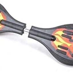 DailyDwell Wave Board Skateboard with LED Flash Wheels, Flame Design, Black and Red-image-50