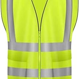 Compact Store 2" Reflective Safety Zipper Jacket with 2 Pockets - It's Own High Visibility - Polyester Fabric Free Size-2