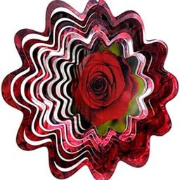 WorldaWhirl Whirligig 3D Wind Spinner Rose Garden Twister Home Decor Stainless Steel (12 Inch)-image-57