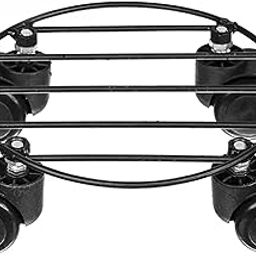 N.A Supplier NAYRA Metal Black Strong Round Plant Stand with Wheels for Flower Pots Outdoor | Indoor Plants Gamla Stand for Living Room, Balcony and Home Garden Wheels Plant Stand(Black Set of 1)-24